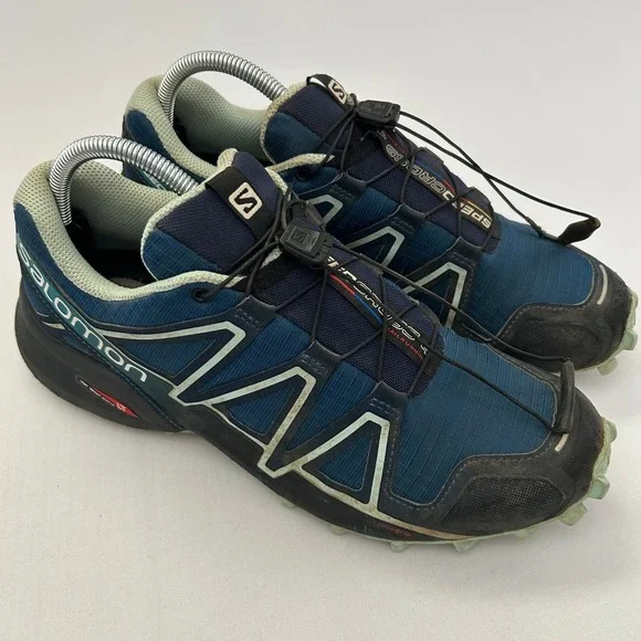 Salomon Speedcross 4 Trail Running Shoes Mens 10 Blue Quicklace Contagrip 402431