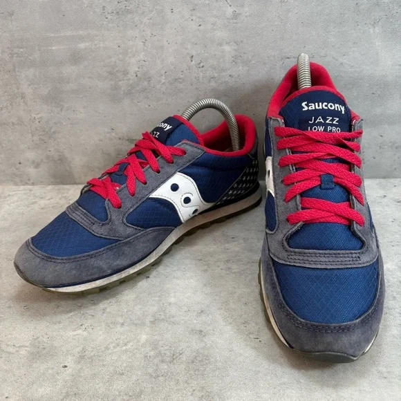 Saucony Jazz Low Pro Mens 8 Blue Red White USA Flag‎ Running Shoes Sneakers