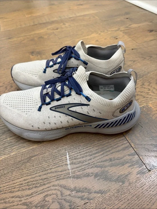 Brooks Glycerin GTS Knit Running Shoes - Cream & Blue