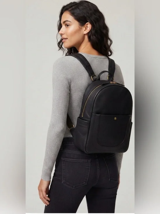 Frye Black Pebbled Leather Mini Backpack