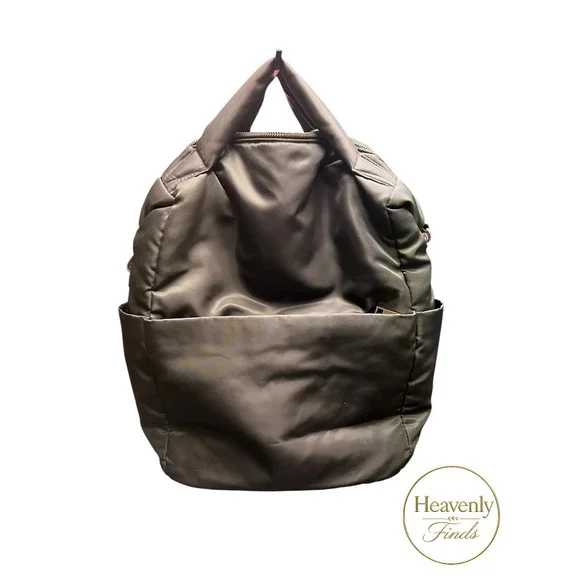 A New Day Padded Puff Backpack Green Quilted Travel School Bag Excellent