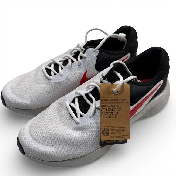 Nike Revolution 7 Mens Running Shoes White Fire Red Black‎ FB2207 102 Size 13
