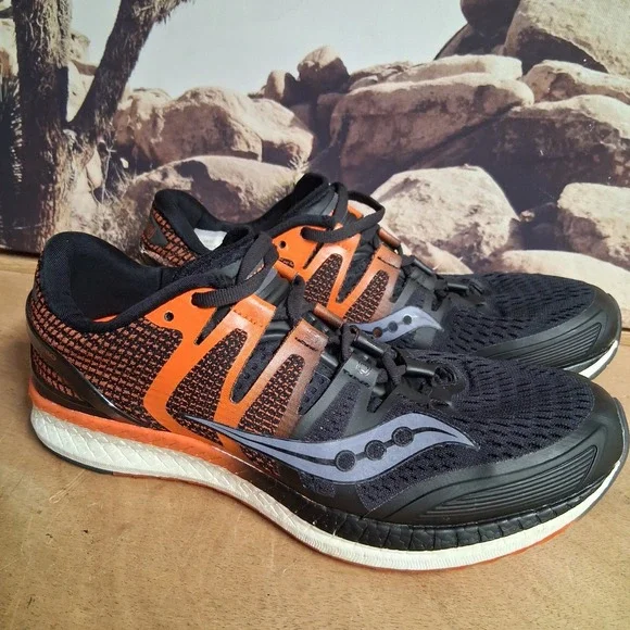 Saucony Liberty ISO Mens Running Shoes Black Orange EVERUN Stability Sz 8