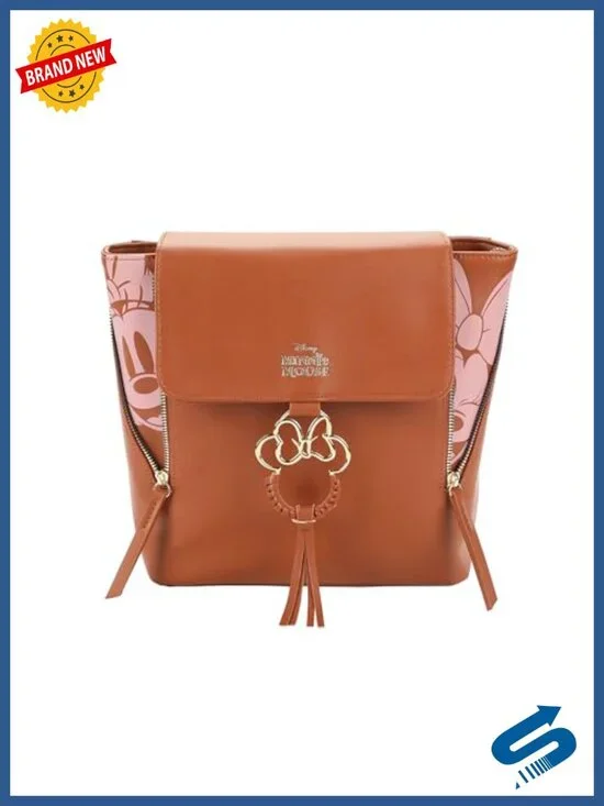 Faux Leather Mini Backpack with Bow Accent, Polka Dot Lining, Adjustable Straps