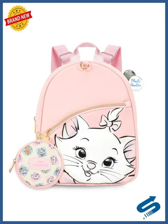 Faux Leather Mini Backpack with Adjustable Straps, Front Pocket & Button Bundle