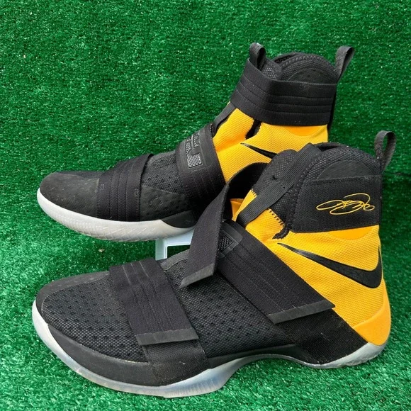 Nike LeBron Soldier 10 SFG Black University Gold Basketball Shoes 844378-007 14‎