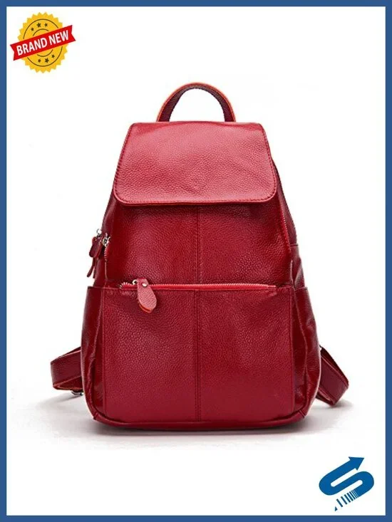 Genuine Leather Women's Fashion Backpack Travel Daypack Preppy Style
