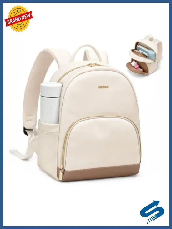 Mini Backpack with Padded Straps, 8 Pockets, Water-Resistant, Fits 10.9
