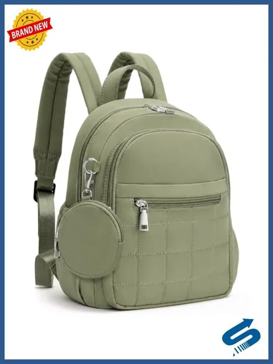 Anti-Theft Puffy Quilted Mini Backpack with RFID Wallet & Tablet Sleeve