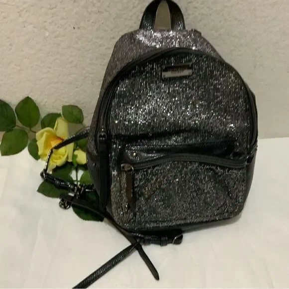 Discontinued Victoria's Secret Silver Sparkle Studded Small City Mini Backpack