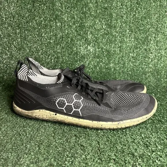 Vivobarefoot Geo Racer Knit Sneakers Black White Mens EU 45 / US 12 Eco Friendly