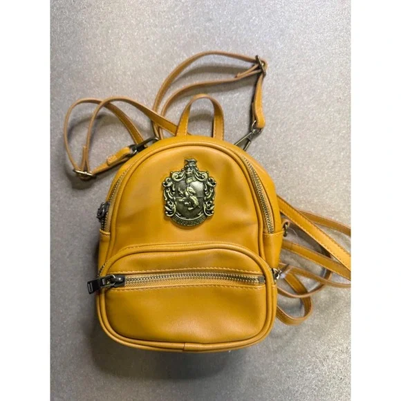 Universal Studios Harry Potter Hufflepuff Yellow Faux Leather Mini‎ Backpack Bag