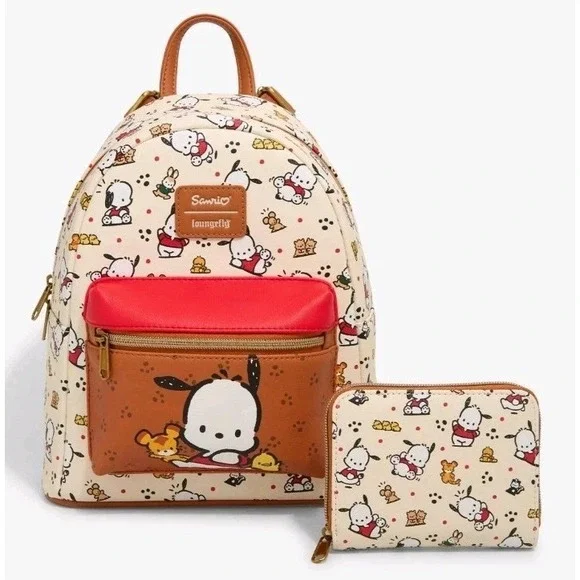NEW Loungefly Pochacco & Friends AOP Mini‎ Backpack & WALLET Set NWT
