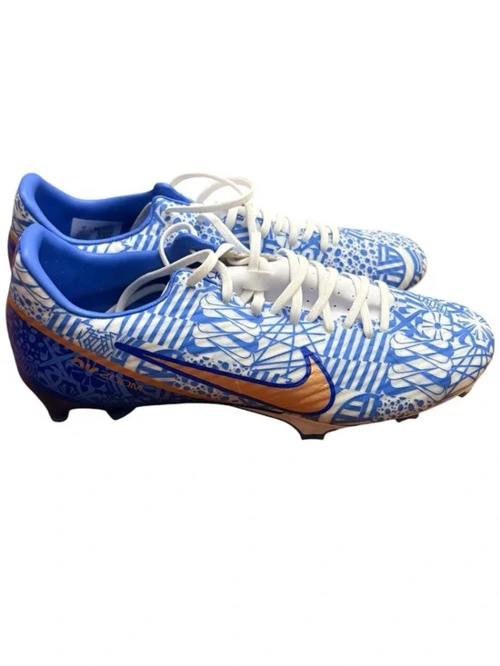 Nike White & Blue Graphic Soccer Cleats with Gold Swoosh