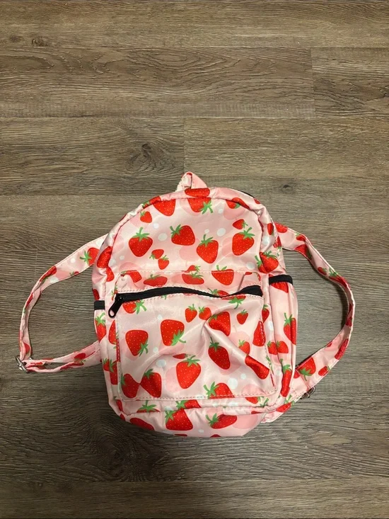 strawberry pink and red mini backpack