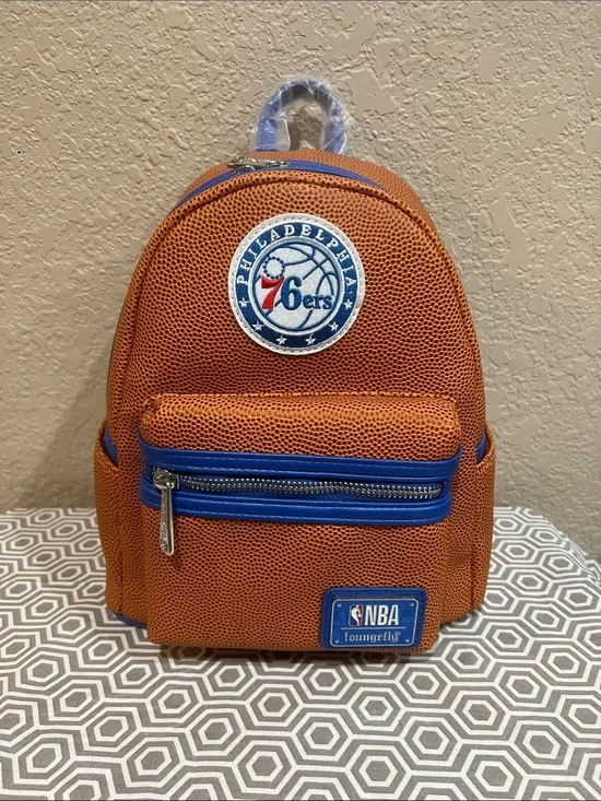 Loungefly Philadelphia 76ers Orange and Blue Mini Backpack