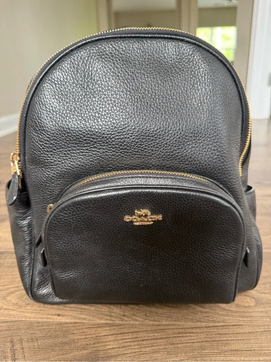 Coach Black Pebbled Leather Mini Backpack with Gold Hardware