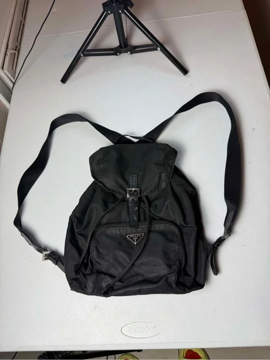 PRADA Triangular logoBackpack Â· Daypack Black SilverHardware Nylon
