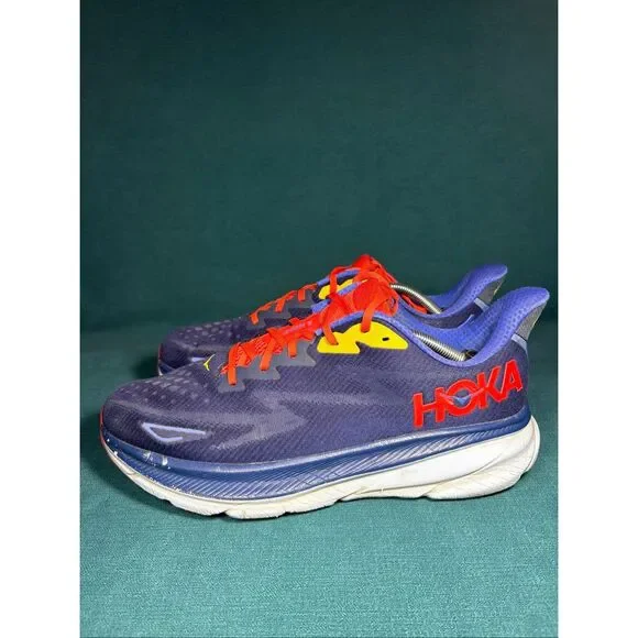 Hoka Clifton 9 Blue Orange Yellow Men's Running Shoes Size 13 D 1127895-BBDGB