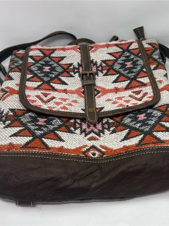 Myra Bag Southwestern Canvas Leather Backpack Boho Aztec Tribal Flap Book Bag