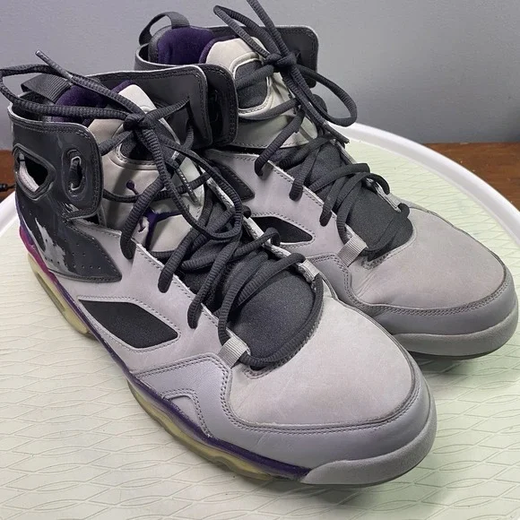 Nike Air Jordan Flight Club 91 Matte Gray /Grand Purple Night Men's CLEATS SZ.12