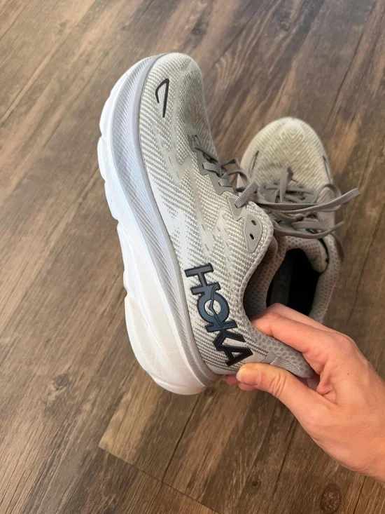 Hoka Light Gray/White Neutral Running Shoes