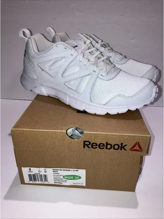 REEBOK Run Supreme 2 LD WIDE BD5509 Men's Running Shoe Size 8 White 2E WIDE NEW
