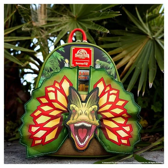 Loungefly Universal Jurassic Park 30th Dilophosaurus Dino Backpack EXCLUSIVE