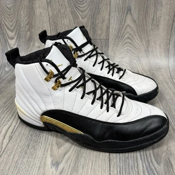 Nike Air Jordan 12 Royalty Taxi White Black Gold Men's Size 13