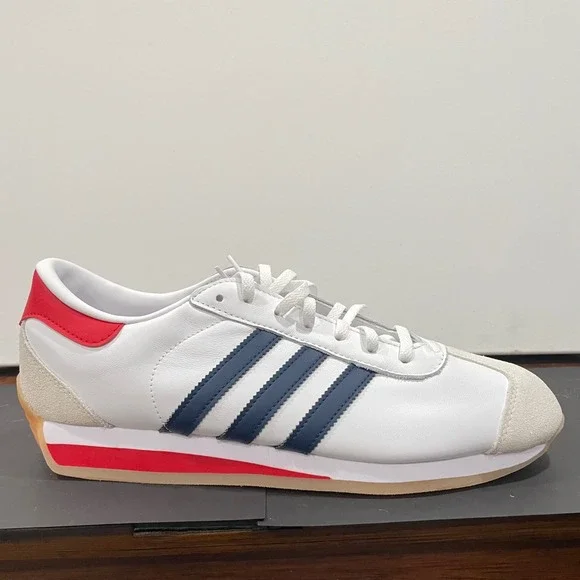Adidas‎ Country II White Navy Red Leather Retro Sneakers IG4546 Mens 10.5