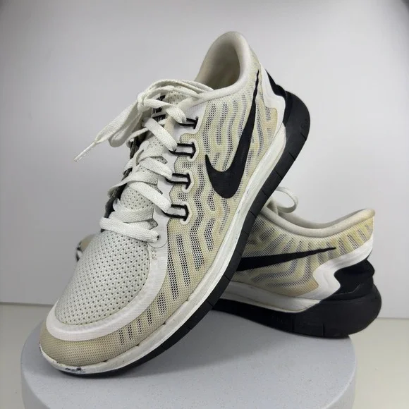 Nike Men Sneakers Free 5.0 Mesh Running Lightweight White‎ Black US 11
