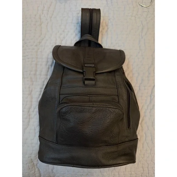 Black Genuine Leather  Backpack