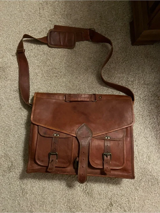 Brown Leather Convertible Backpack-Satchel. Like new