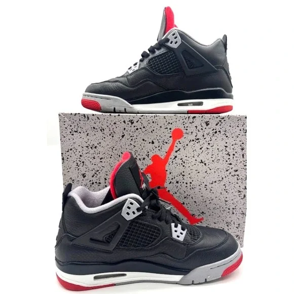 Nike Air Jordan 4 Retro GS Bred Reimagined Black Red 2024 7Y US 7Y w/ Box