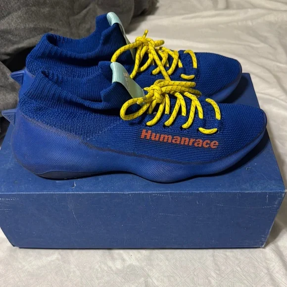 adidas Humanrace Men's Athletic Shoes in Blue with Yellow Laces