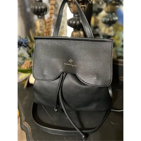Nanette Lepore Black Pebbled Vegan Leather Backpack