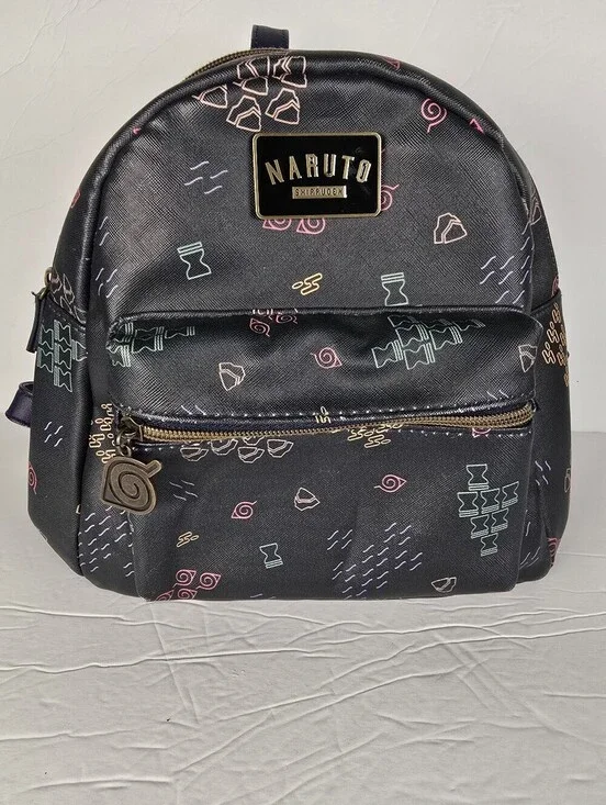 Naruto Shippuden Villages Toss Print Mini Backpack In Navy Blue And Black