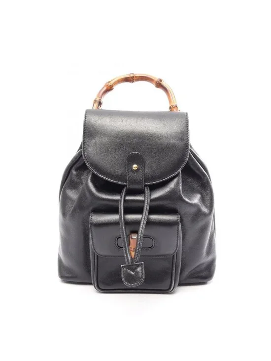 Gucci Backpack Bamboo 003 Black Leather Small