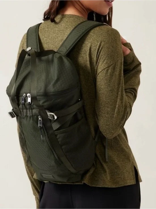 Athleta excursion backpack Aspen Olive, durable rip stop bag