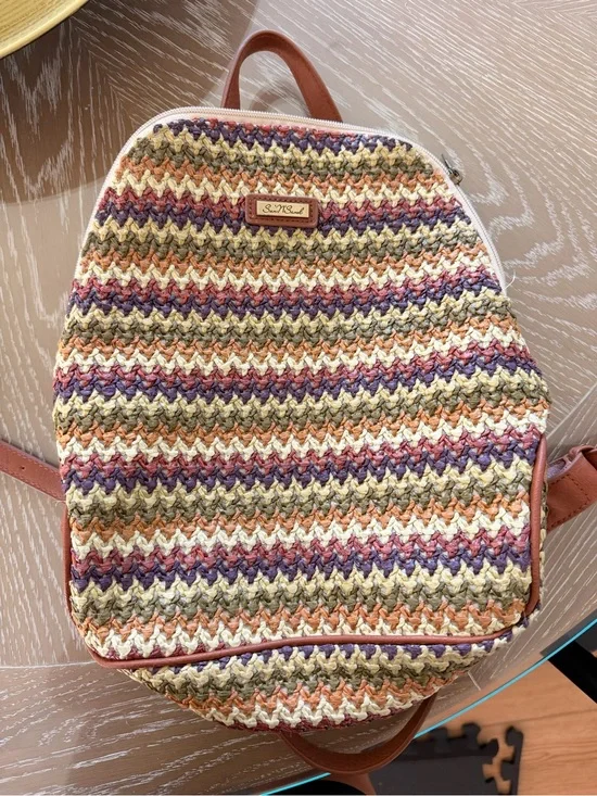 Multicolor Woven Backpack - Casual Women’s Bag