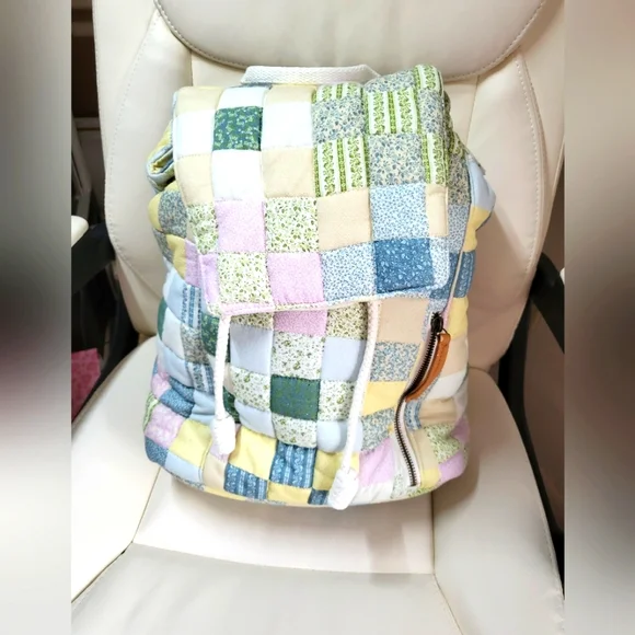 Patchwork Quilted Multicolor Women's Backpack