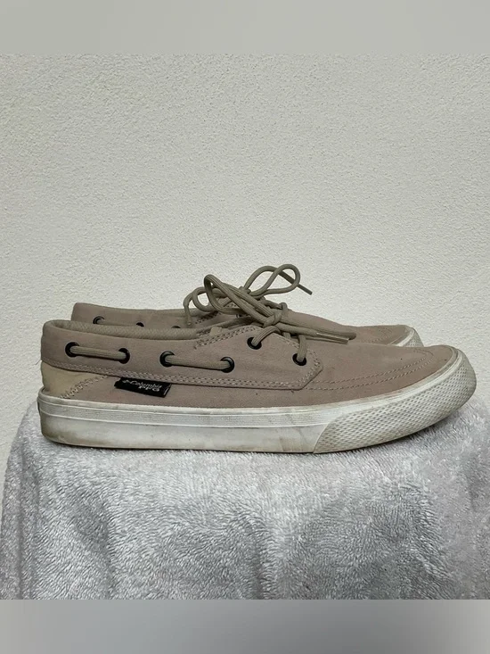 Columbia PFG Slackwater Tan Canvas Boat Shoes Size 9.5 Men's Preppy Laces
