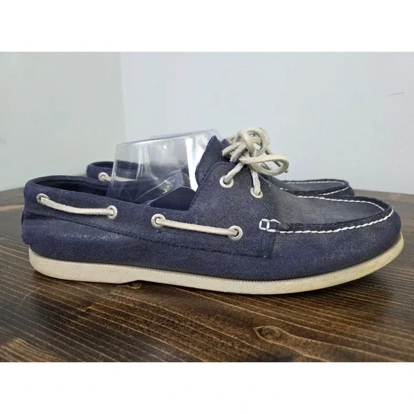 GH Bass & Co Hampton Men's Boat Shoes Size 11.5 Blue Navy Slip On Leather Loafer