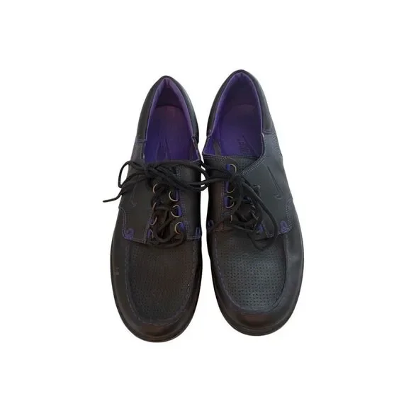 Nike Mens Black Purple Mad Jibe Leather Lace Up Perforated Boat Shoes Size 11