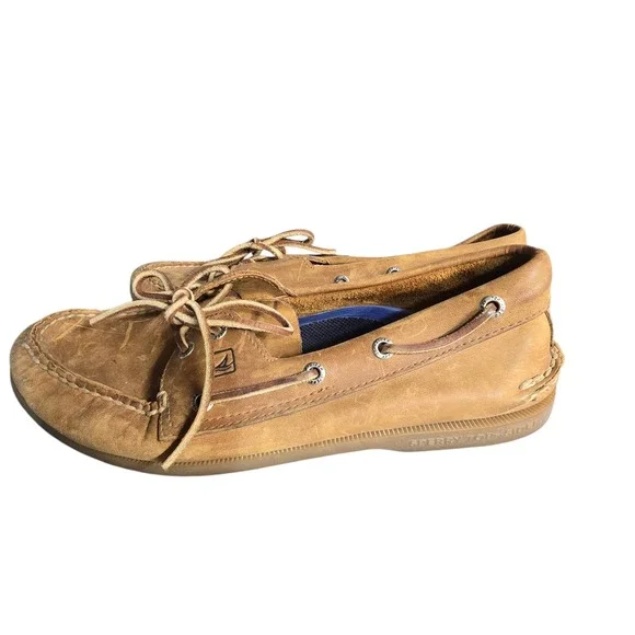 Sperry Top-Sider Men's Leather Boat Shoes‎ Tan Brown Classic Deck Casual Size 9