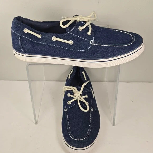 Nautica Galley Mens Denim Boat Shoes Navy Blue Textile‎ Sneakers Size 11 JMJH