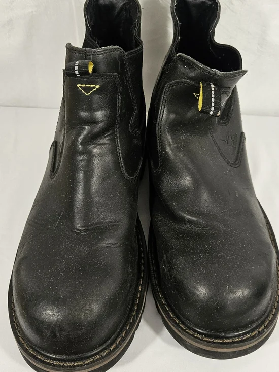 Men's Black Leather Slip-On Work Boots #286