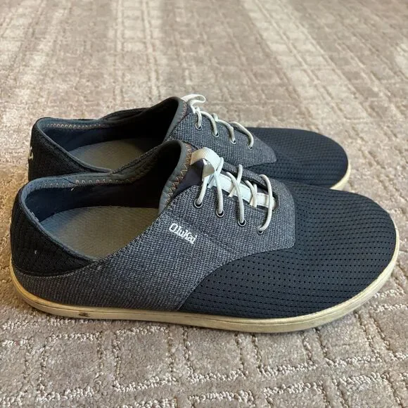 OluKai Nohea Moku Slip On Boat Shoes Mens 9 Drop Heel Land Water Casual No Tie