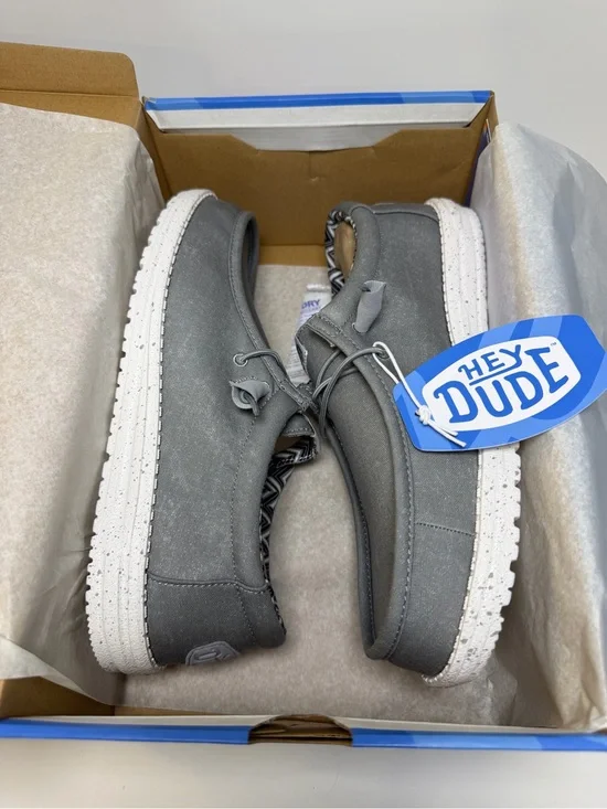 NEW Hey Dude Men's Size 11 Wally Stretch Canvas Shoes Light Grey NIB NWT