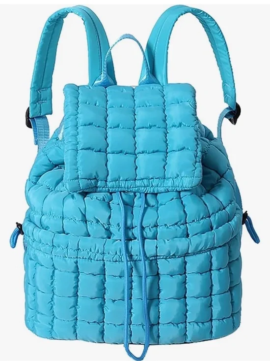 Quilted Puffy Backpack - Blue